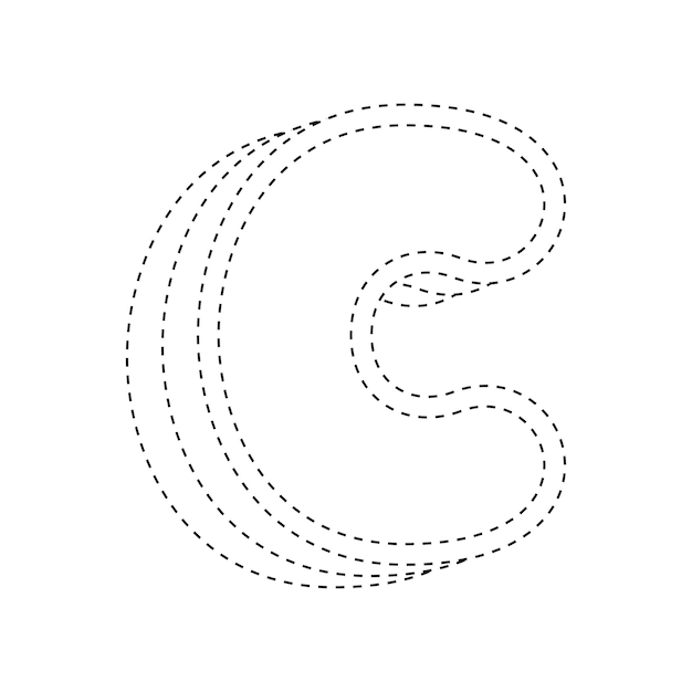 Vector letter c tracing worksheet for kids