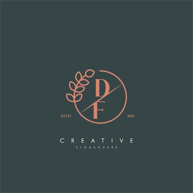 Vector letter df fd simple and leaf monogram design template