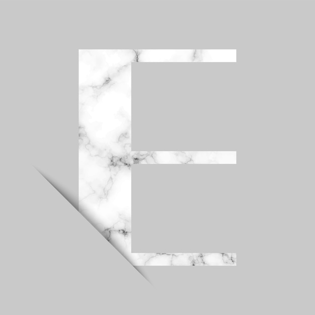 Vector letter e logo with gray and white marble background