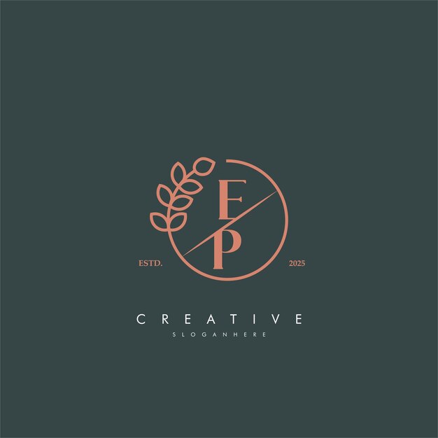 Vector letter ep pe simple and leaf monogram design template