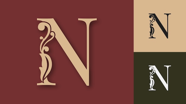 Vector letter n luxurious initials logo