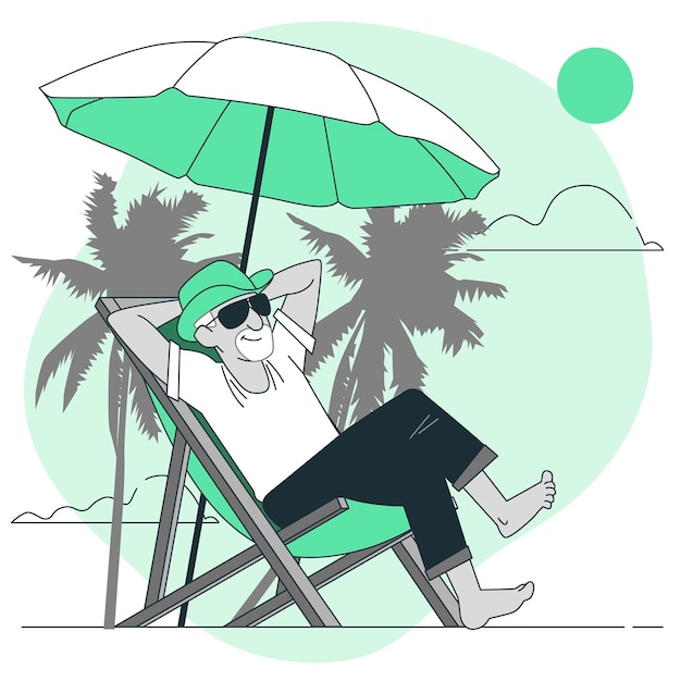 Vector life after retirement concept illustration