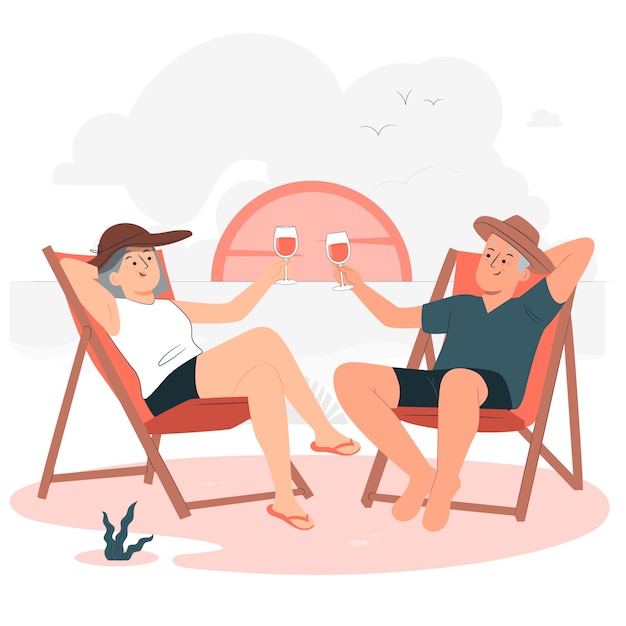 Vector life after retirement concept illustration