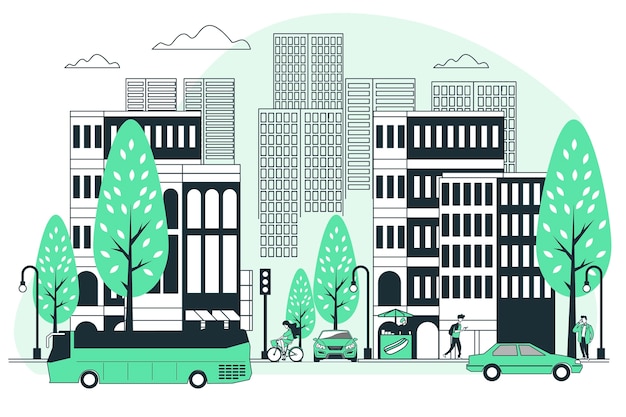 Vector life in a city concept illustration