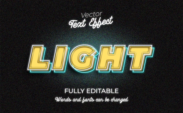 Vector light editable text effect