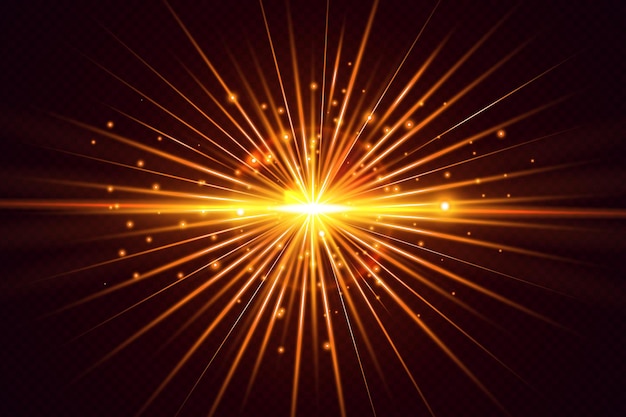 Vector light lens flare golden effect with vector sun light.