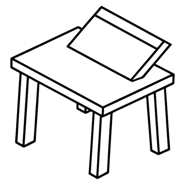 Vector line art graphic of a wood table