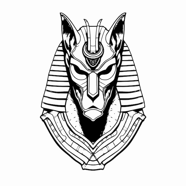 Vector line art of king anubis