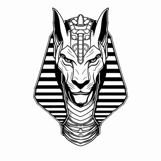 Vector line art of king anubis