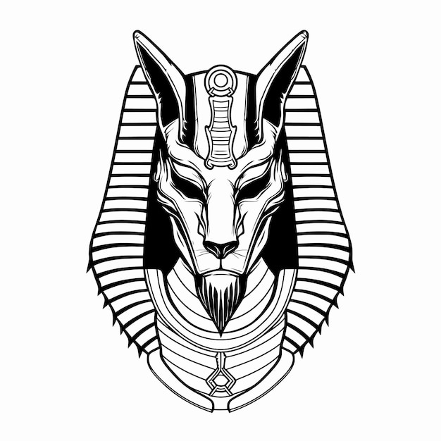 Vector line art of king anubis