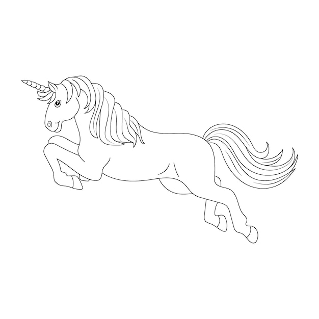 Vector line and color unicorns vector illustration for coloring book