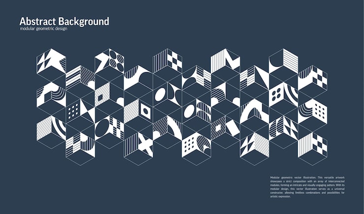 Line Geometric Abstract Background Simple Isometric Seamless Pattern Cube 3d Box Square and Hexagon Shape Grid Architecture Graphic Design