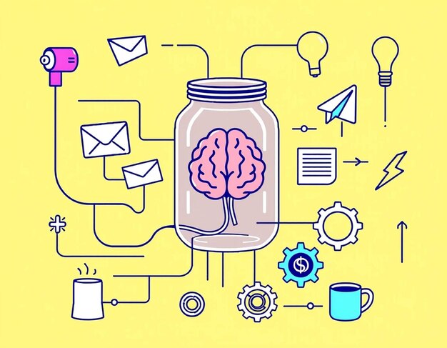 Vector linear brainstorming and startup vector illustration