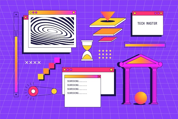 Vector linear vintage vaporwave background