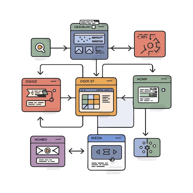 Vector linear web development illustration