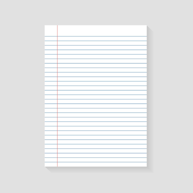 Vector lined paper from a notebook on white background notebook paper