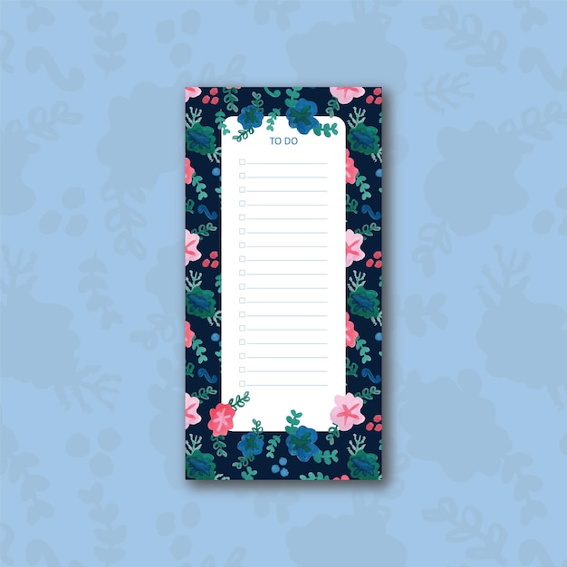 Vector to do list template illustration with floral