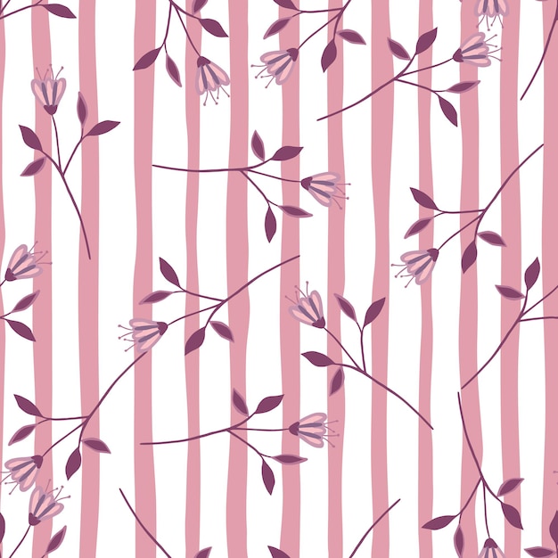 Vector little wildflower seamless pattern on lstripe background.