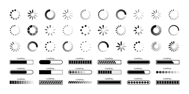 Vector loading icon circle load symbol progress bar vector set buffer loader preloader signs