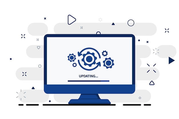 Vector loading process in computer screen system software update data upgrade or synchronize with progres