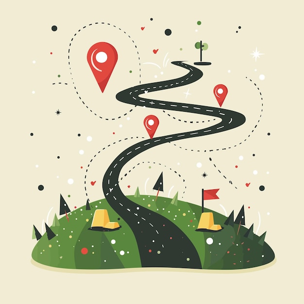 Vector location pin flag route