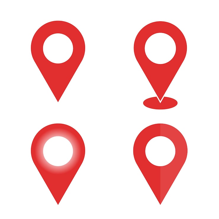 Location pin multiple styles set Vector you are here gps navigation map pointer Half shadow location pins Location pin gradient set 3d red location pin collection vector illustration