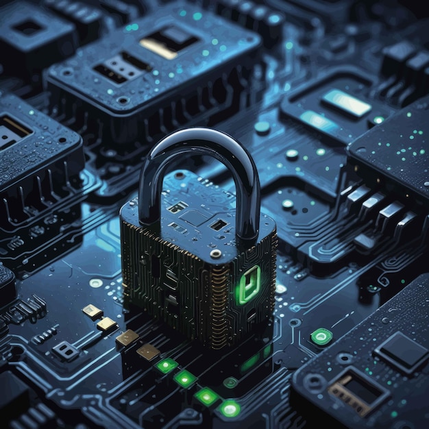 Vector lock of the computer with a locklock of the computer with a locklock and computer with circuit boa