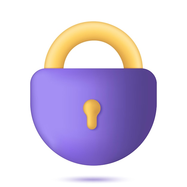 Vector lock simple icon. security, encryption, privacy concept. 3d rendering