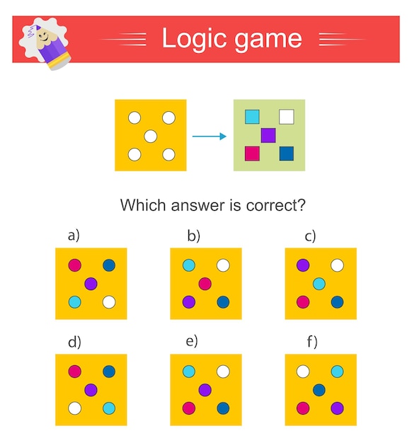Vector logic game which top view is correct iq training test answer is e