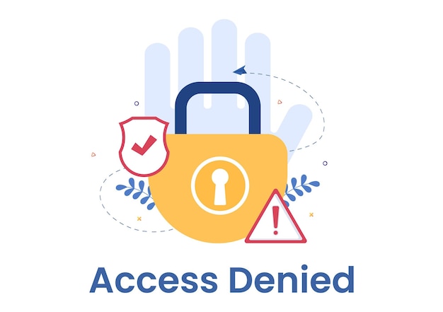 Vector login access denied vector illustration. system refuses password, error and entry to computer device showing user does not have permission for website or mobile development