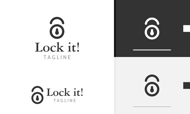 Vector logo design icon of geometric secure locked padlock key simple and modern hacker security protect