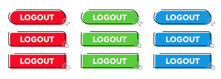 Logout Buttons with Click cursor or arrow point Modern Simple Web Action Button Vector