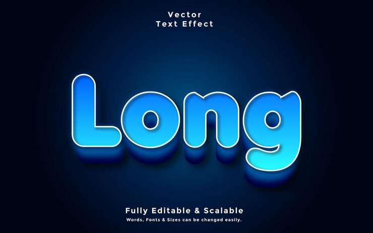 Long 3d text effect editable text vector
