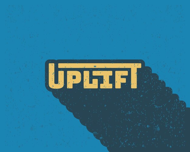 Vector long shadow text effect uplift typography design for in blue color