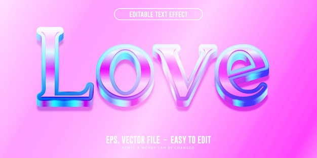 Vector love editable text effect
