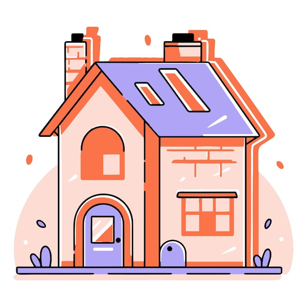 Vector lovely house in flat line art style
