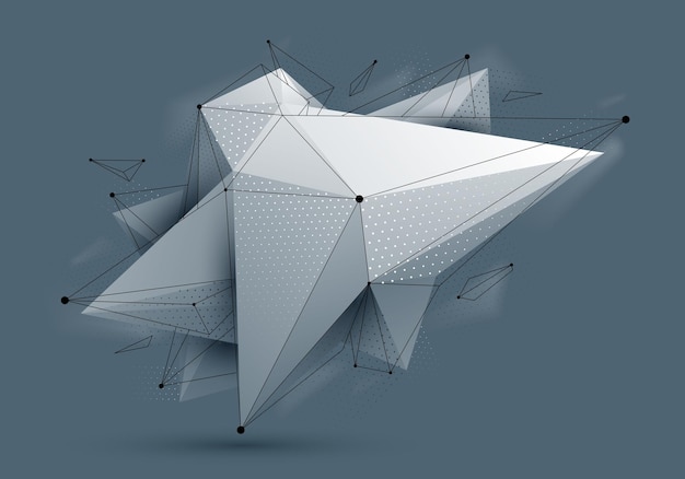 Vector low poly abstract form vector future shape design polygonal art dimensional geometric dynamic tech theme with mesh lines