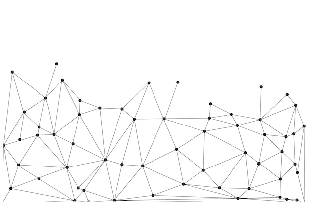 Vector low poly network design stylized 3d connection nodes and web structures for tech ui apps and digital visuals