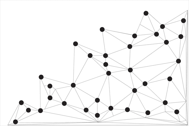 Vector low poly network design stylized 3d connection nodes and web structures for tech ui apps and digital visuals