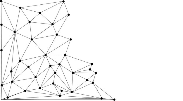 Vector low poly network design stylized 3d connection nodes and web structures for tech ui apps and digital visuals
