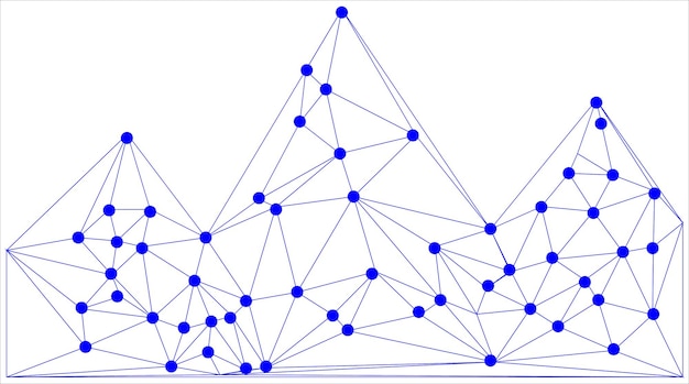 Vector low poly network design stylized 3d connection nodes and web structures for tech ui apps and digital visuals