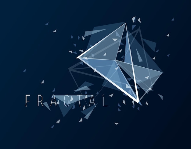 Vector low poly particles abstract vector background, polygonal fractal design, 3d dimensional element with connected lines, mesh object technology and science theme.