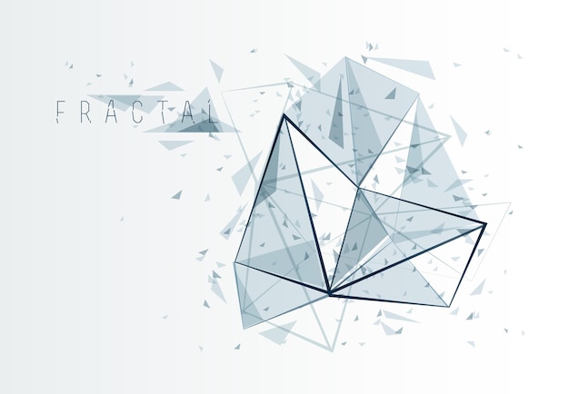 Vector low poly particles abstract vector background, polygonal fractal design, 3d dimensional element with connected lines, mesh object technology and science theme.