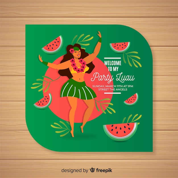 Vector luau watermelon invitation template