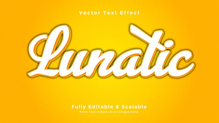 Lunatic 3d text effect vector
