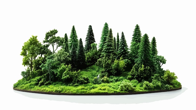Vector lush green miniature landscape model vector design