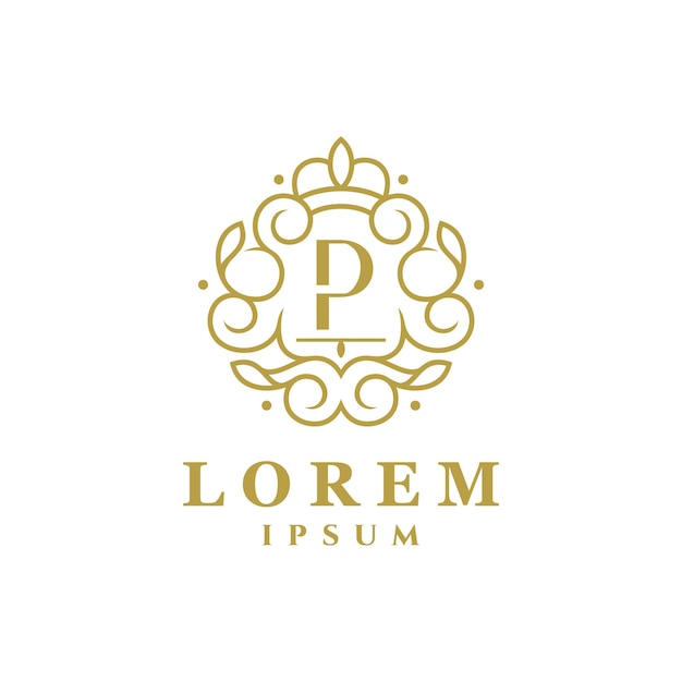 Vector luxury frame letter p logo template