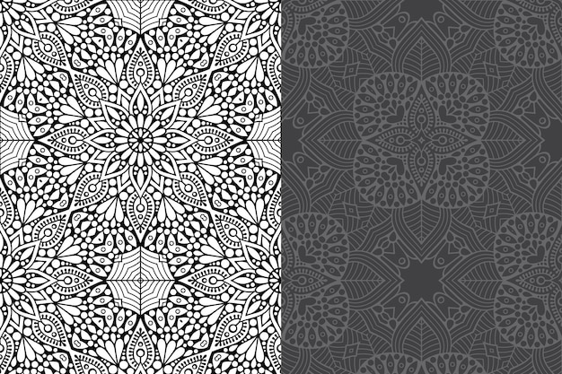 Vector luxury ornamental mandala design seamless pattern set.