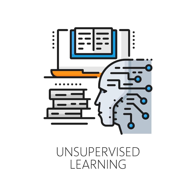 Vector machine learning ai algorithm thin line icon