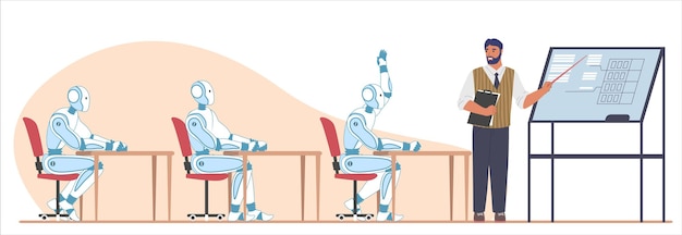 Vector machine learning algorithm, flat vector illustration. artificial intelligence. supervised learning.